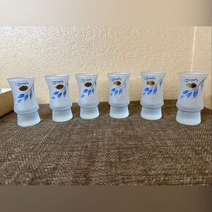 Al-Rama Set of 6 Frosted Shot Glasses Hand Painted In Israel New In Original Box